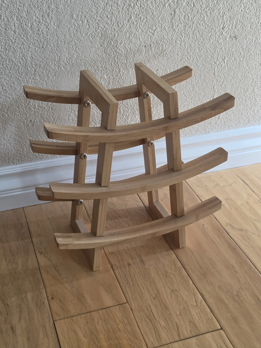 Asian Inspired Wooden Wine Rack - Natural Light Wood Finish